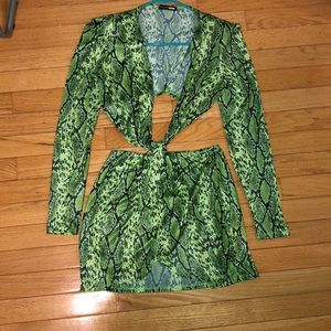 Women’s snake skin green mini dress